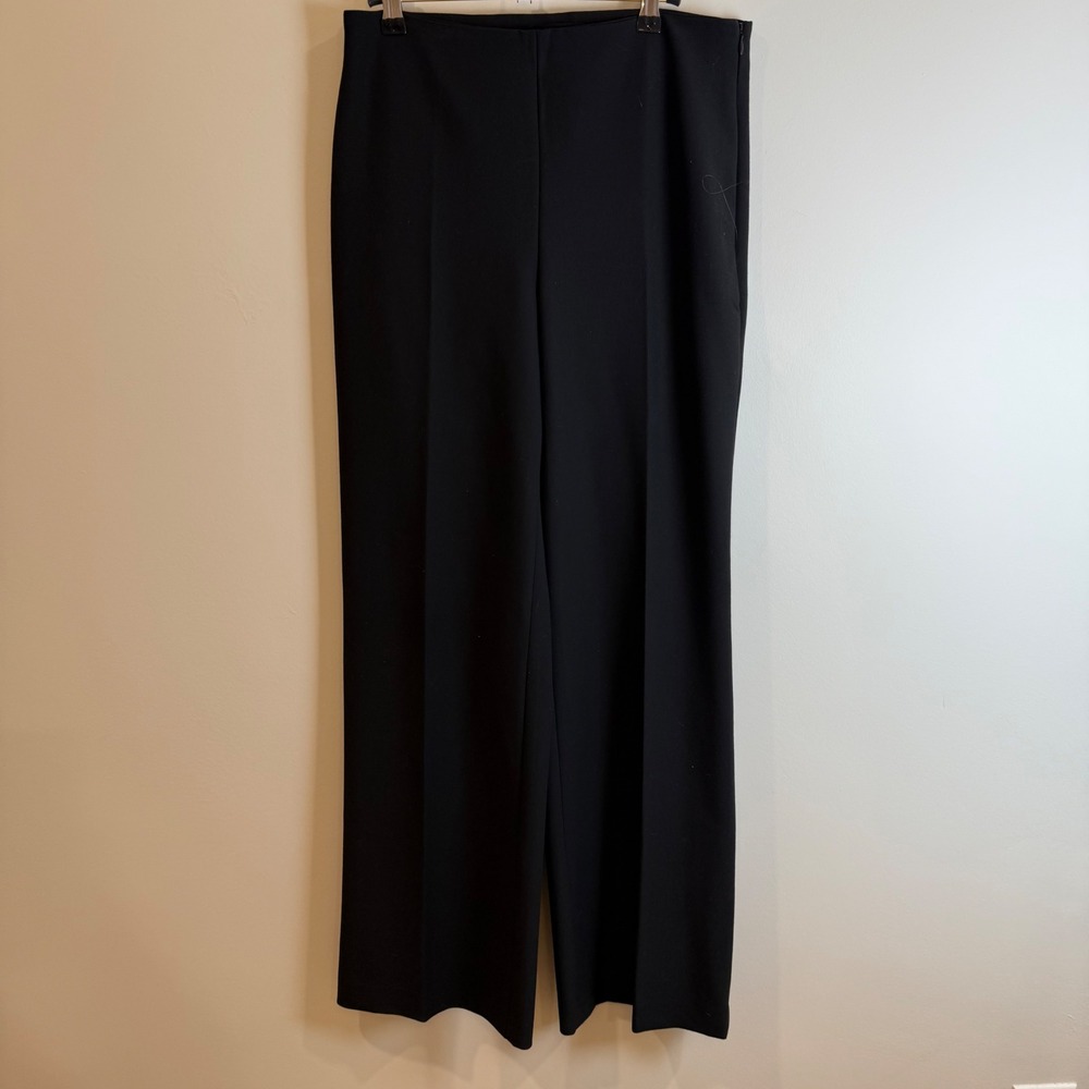 Talbots Black Wide Leg Pants Side Zip Crease Tailored Dress Size 8